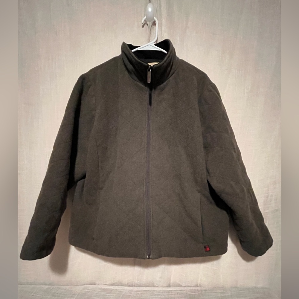 ✨ Woolrich Women’s XL Quilted Wool Jacket – Olive Heather ✨